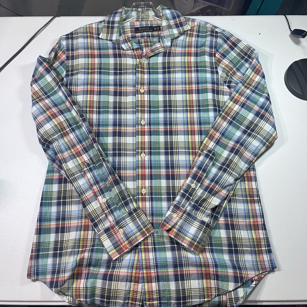 Ralph Lauren Long Sleeve Plaid Button Down Collar Shirt‎ Men's MEDIUM EUC